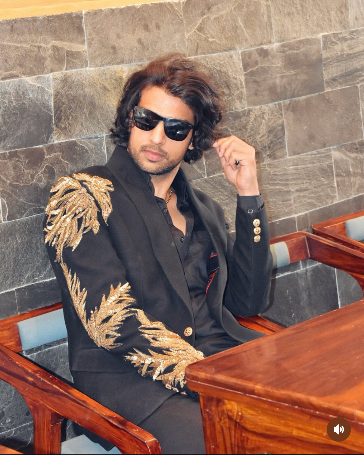 Black Gold Embroidered Suit