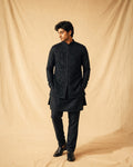 Black Monotone Embroidered Jacket Set