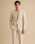 Beige Linen Classic Suit Set