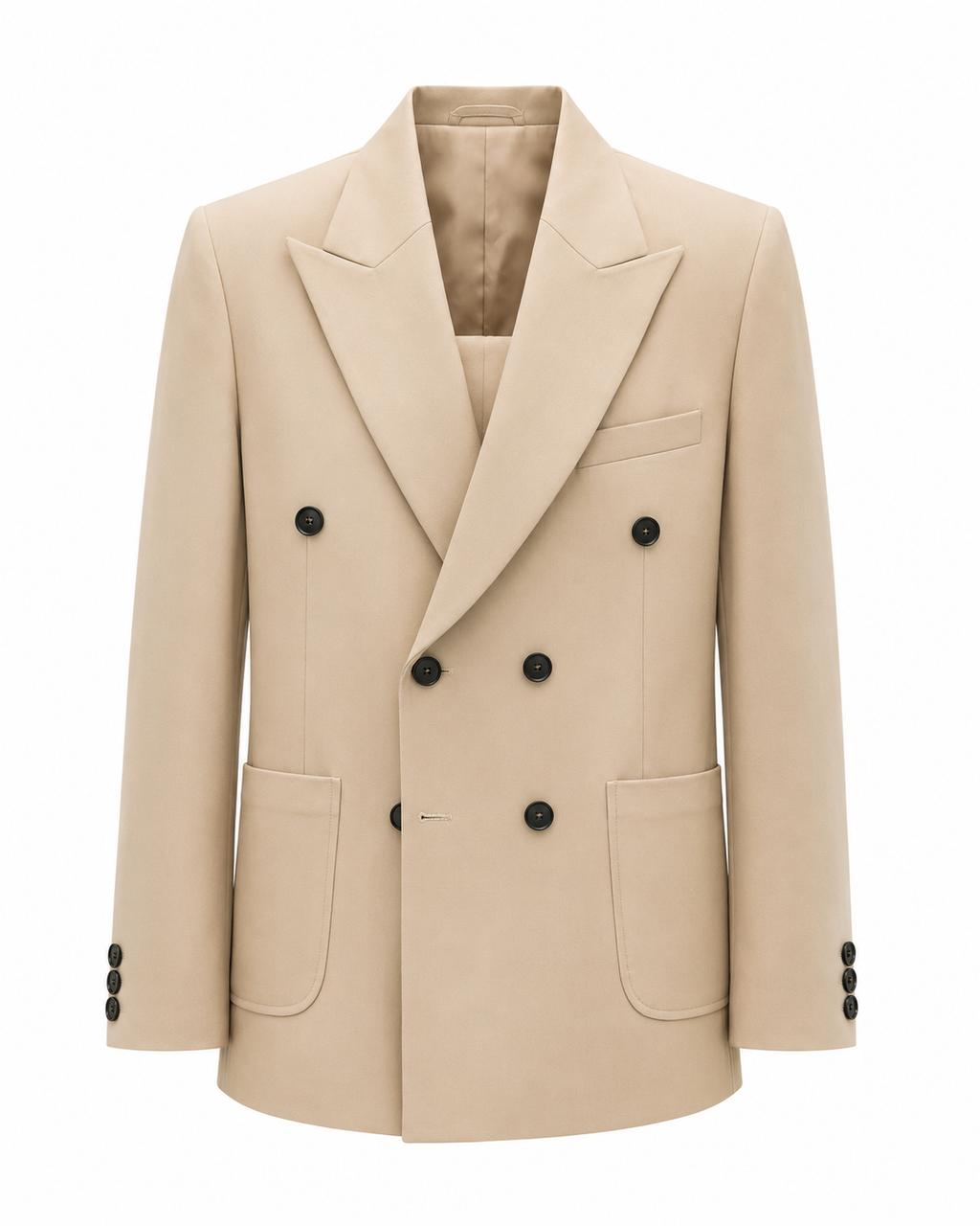 Beige Double-Breasted Suit Set