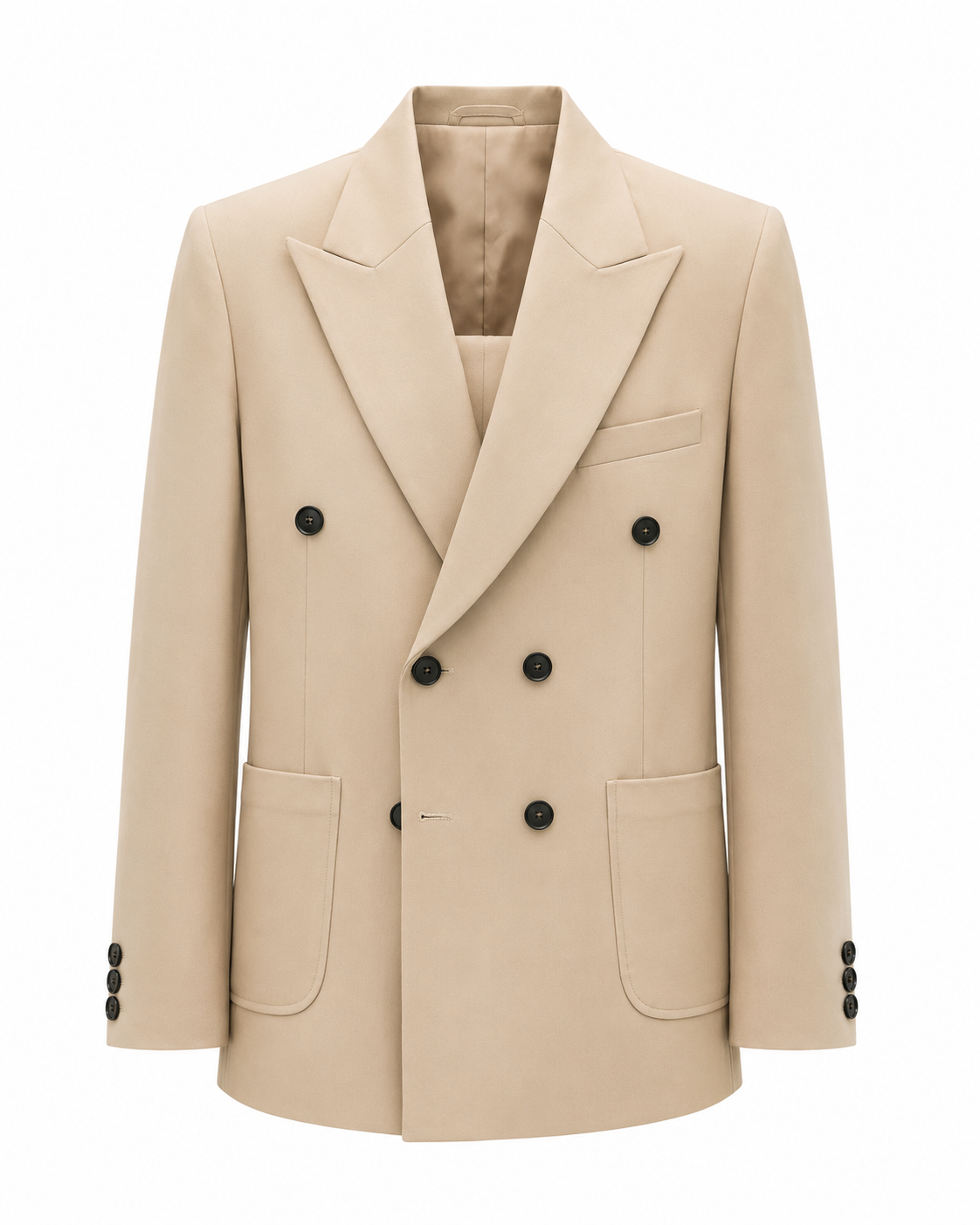 Beige Double-Breasted Suit Set