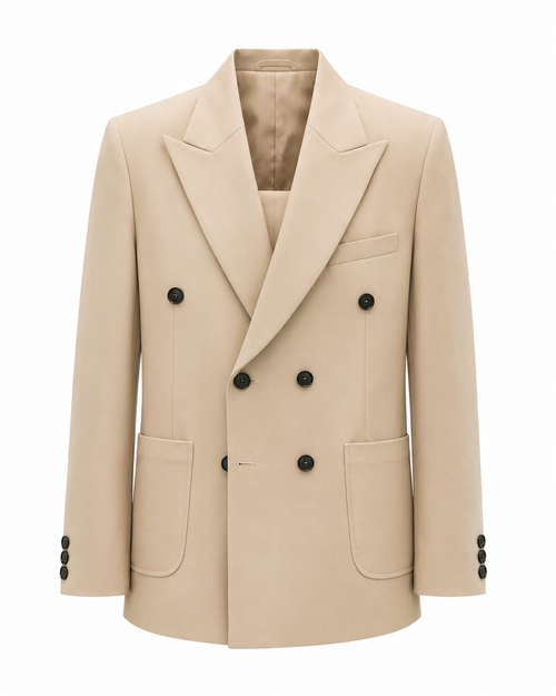 Beige Double-Breasted Suit Set