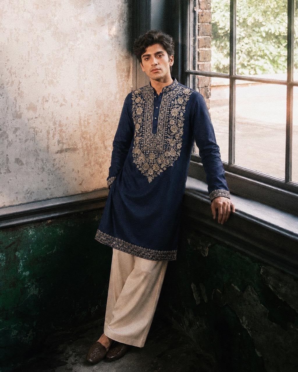 Navy Heritage Kurta Set