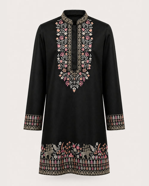 Black Embroidered Kurta Set