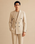 Beige Double-Breasted Suit Set