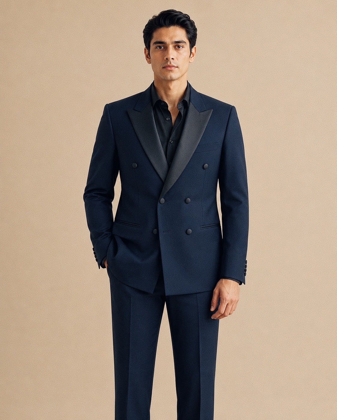 Navy Blue Double-Breasted Tuxedo
