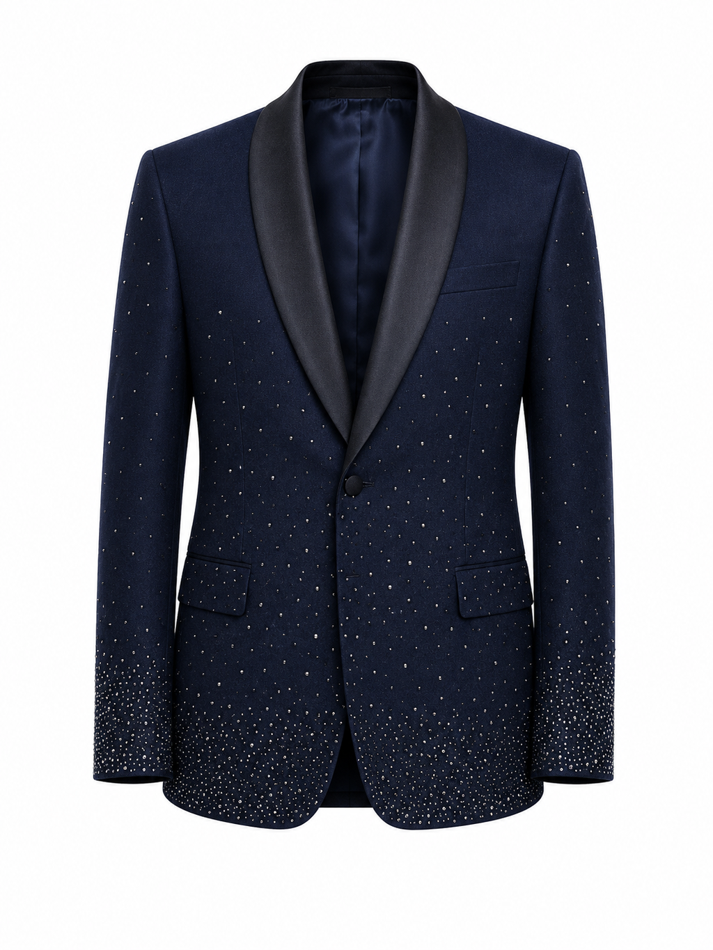 Navy Embellished Tuxedo Set