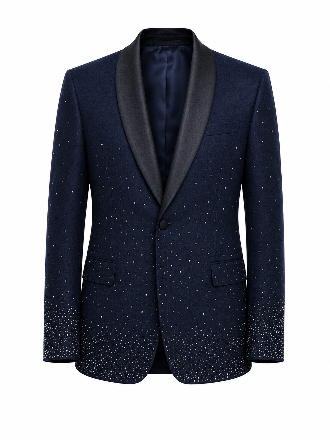 Navy Embellished Tuxedo Set