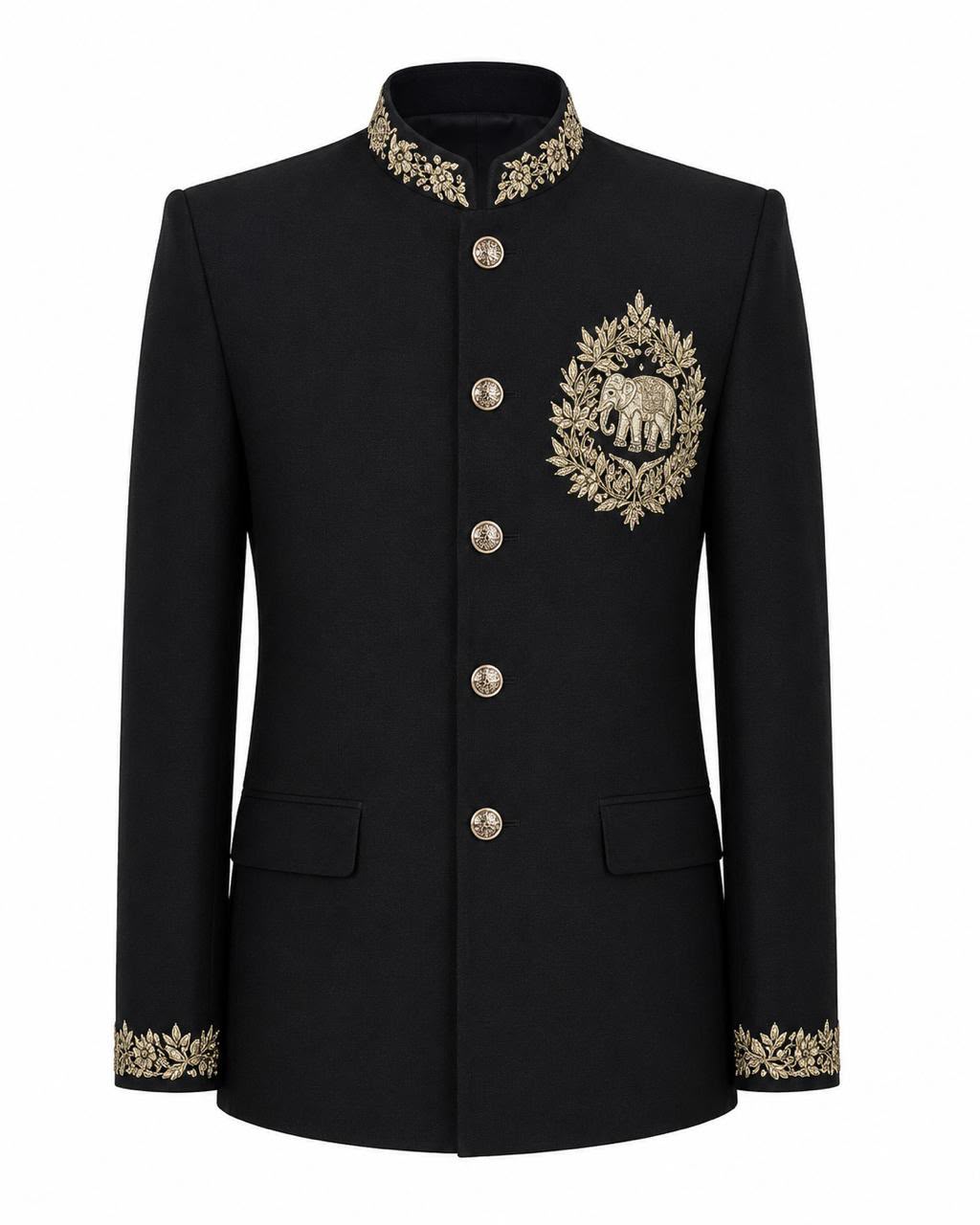 Regal Black Crest Bandhgala