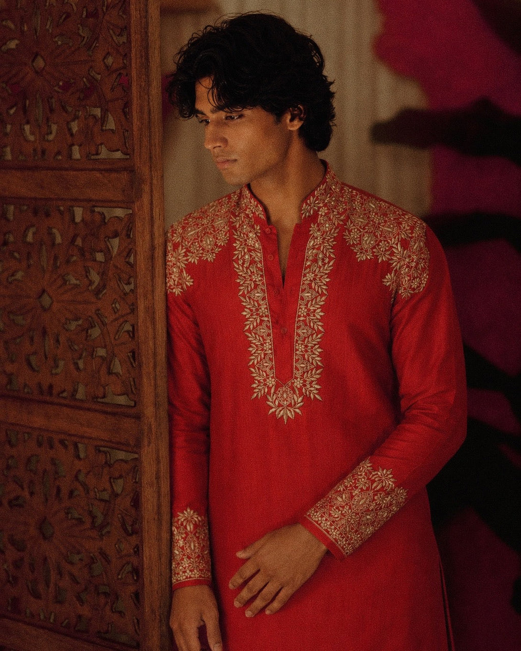 Royal Crimson Embroidered Kurta