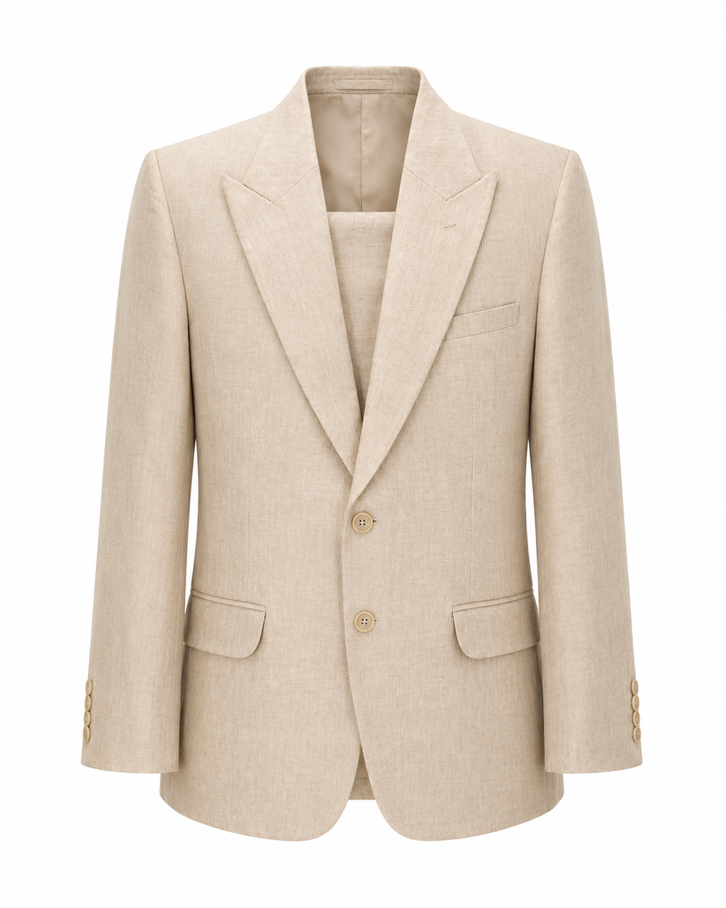 Beige Linen Classic Suit Set