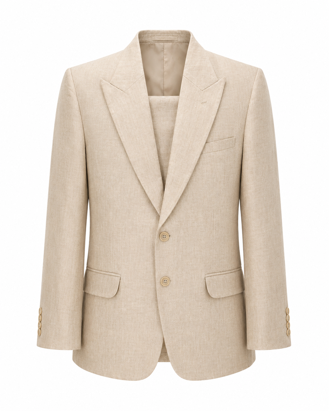 Beige Linen Classic Suit Set