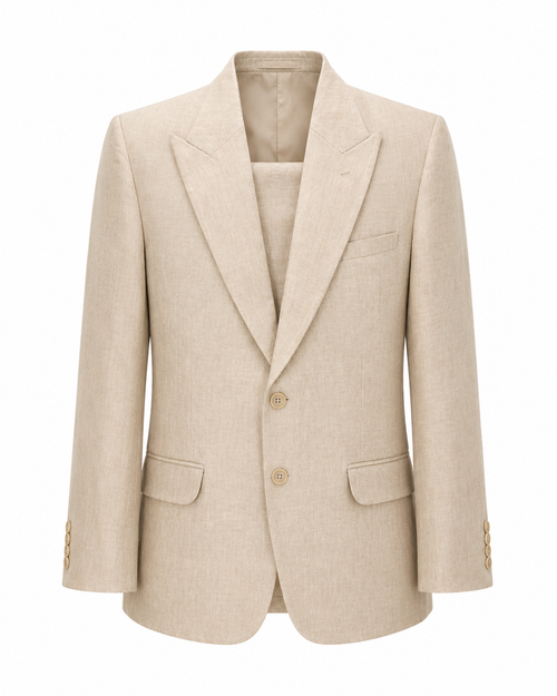 Beige Linen Classic Suit Set