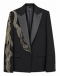 Black Embroidered Tuxedo Set