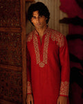 Royal Red Embroidered Kurta Set