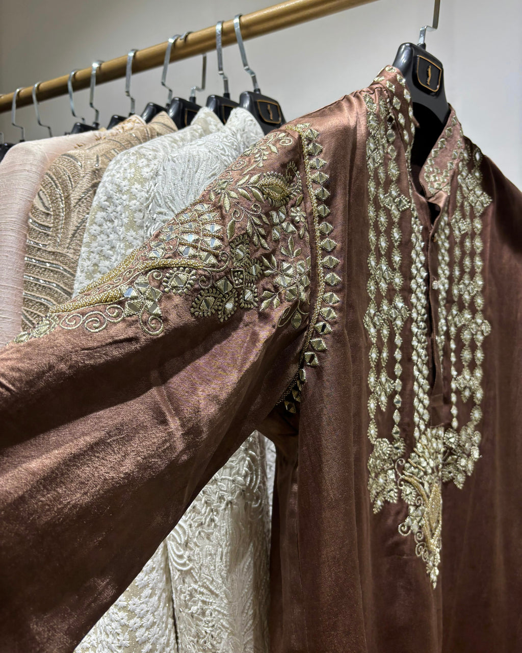 Brown Embroidered Kurta Set
