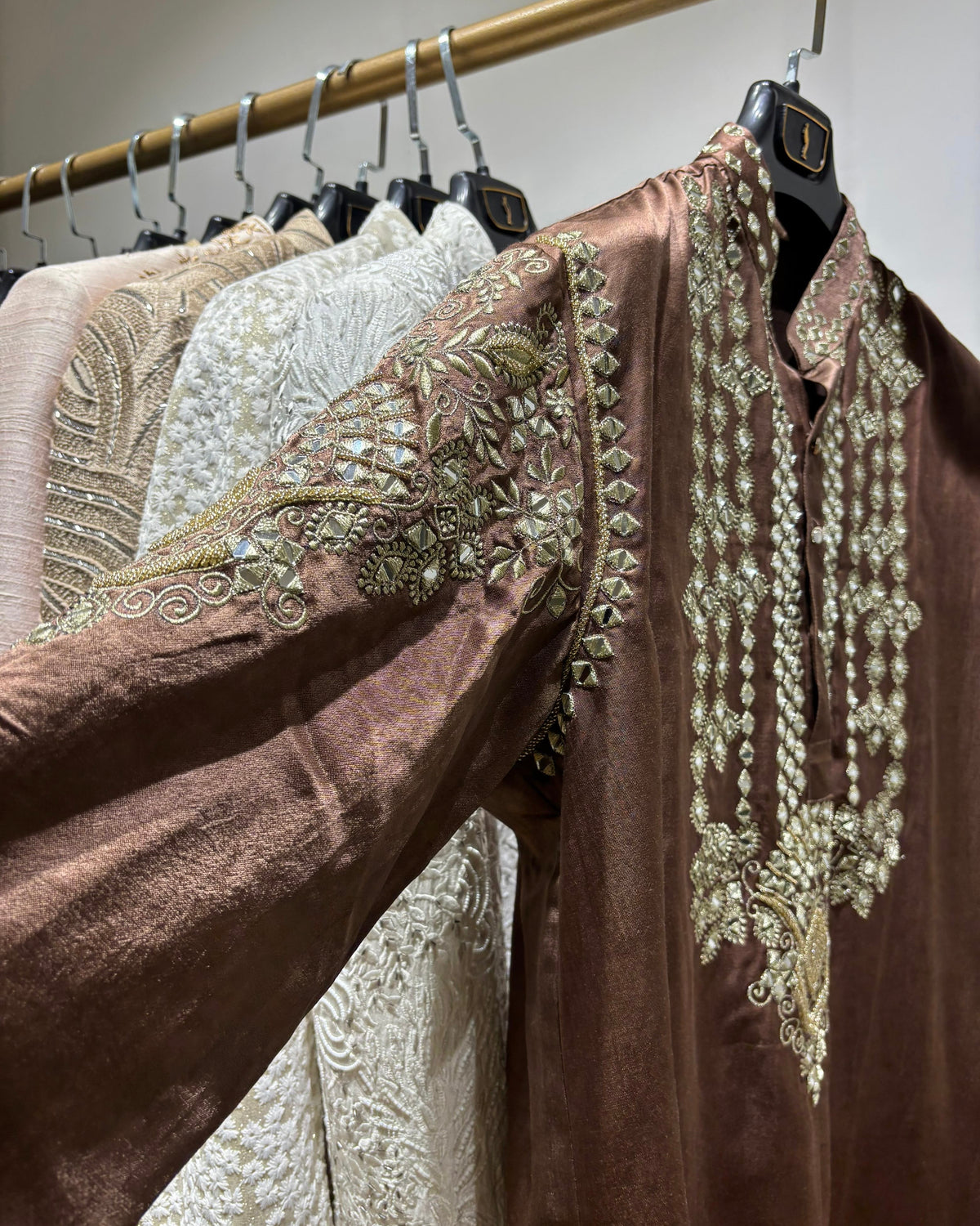 Brown Embroidered Kurta Set