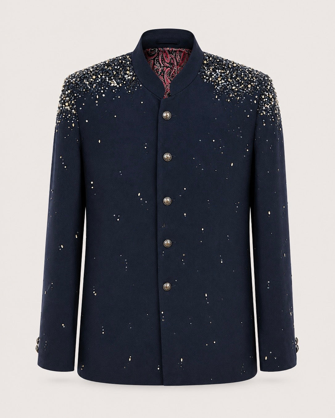 Navy Embroidered Bandhgala Set