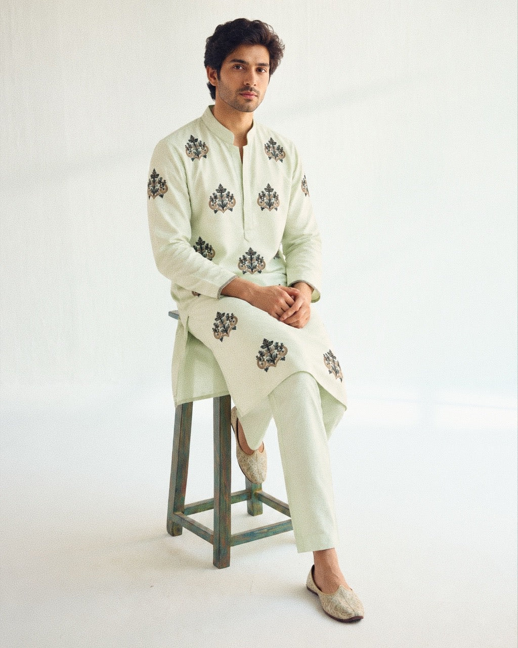 Pastel Green Embroidered Kurta Set