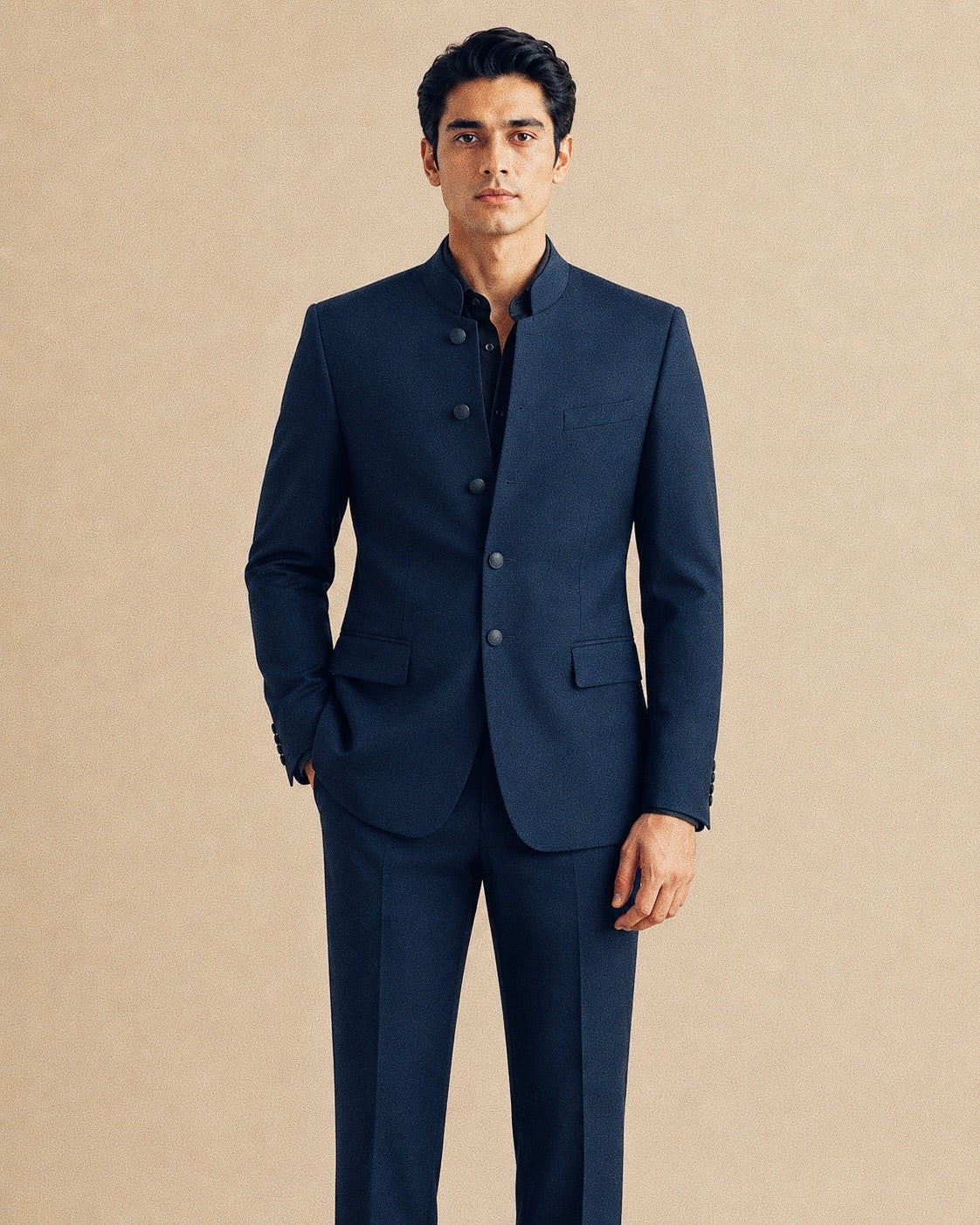 Navy Blue Bandhgala Suit
